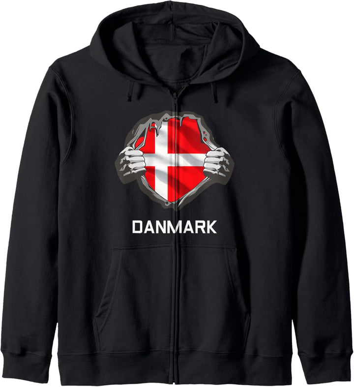 Dänemark Dänische Flagge Fan Trikot Wikinger Kapuzenjacke
