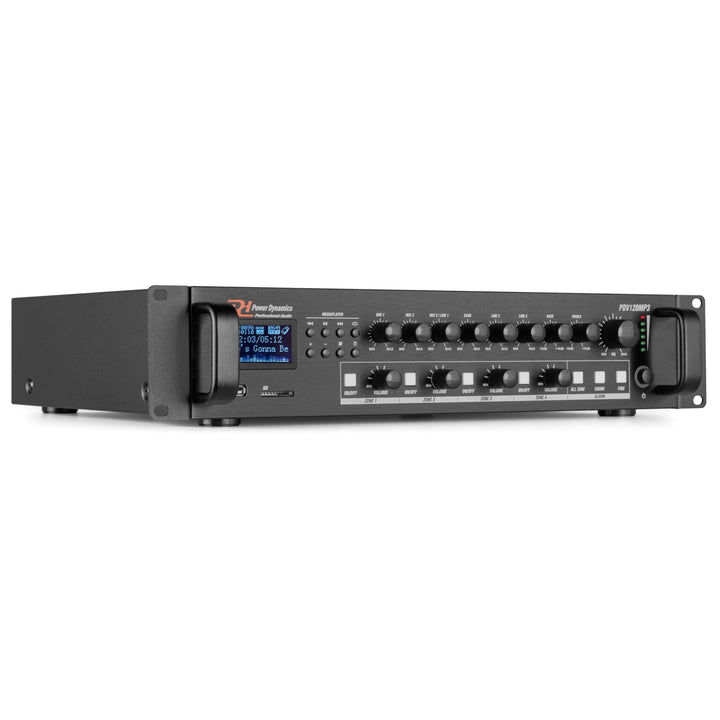 Power Dynamics PDV120MP3 4 Zonen Receiver 120 Watt, Verstärker mit Bluetooth und MP3, USB, SD, UKW R