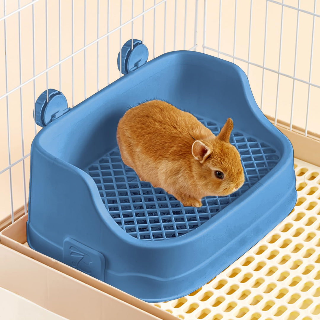 Kaninchen Toilette, Mittelgross Kleintier Katzentoilette für Käfige Abnehmbar Ecktoilette Töpfchentr