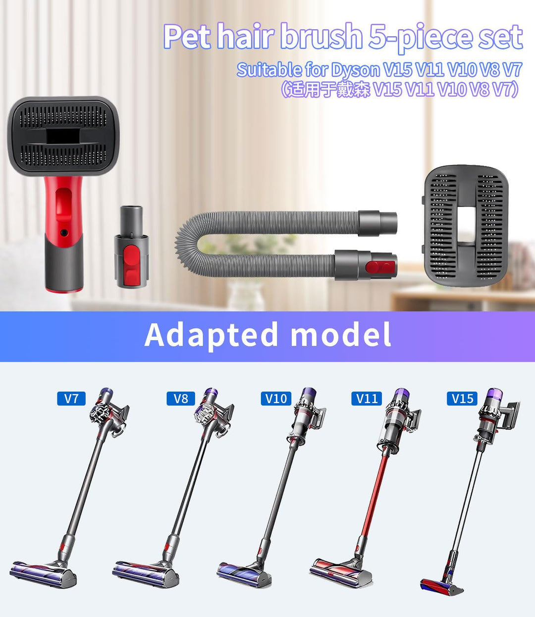 Haustier Staubsaugeraufsatz, 2 in 1 Hundehaar für Dyson Staubsaugerbürste Kompatibel, mit Dyson Gen5
