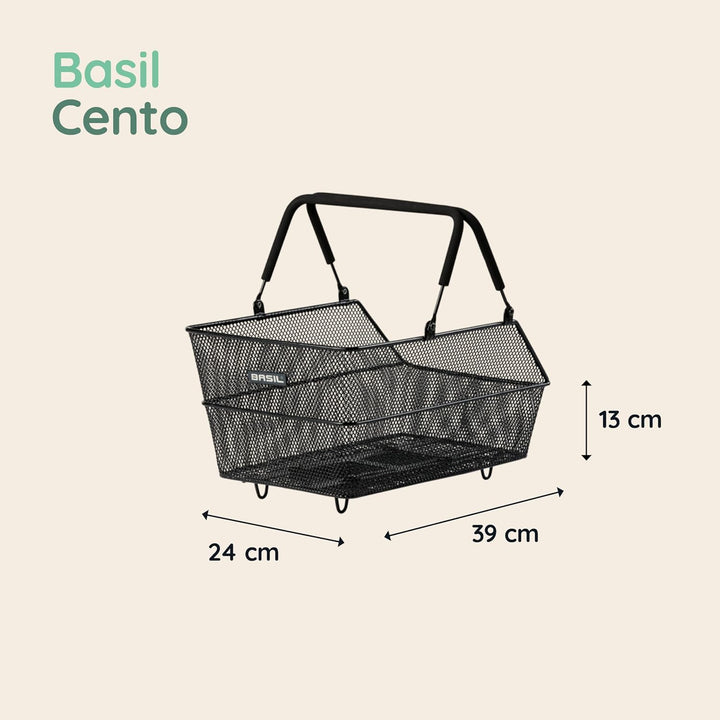 Basil Cento MIK Fahrradkorb, Schwarz – abschliessbares MIK-System inkl., wetterfest, robust, 21 Lite