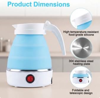 Faltbarer Wasserkocher 0,6L, 750W Reisewasserkocher Blau, Blau