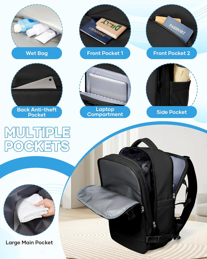 SZLX Grosser Reiserucksack Damen,Vakuum Rucksack mit Pumpe Ryanair Handgepäck 40x30x20 Herren, Wizza