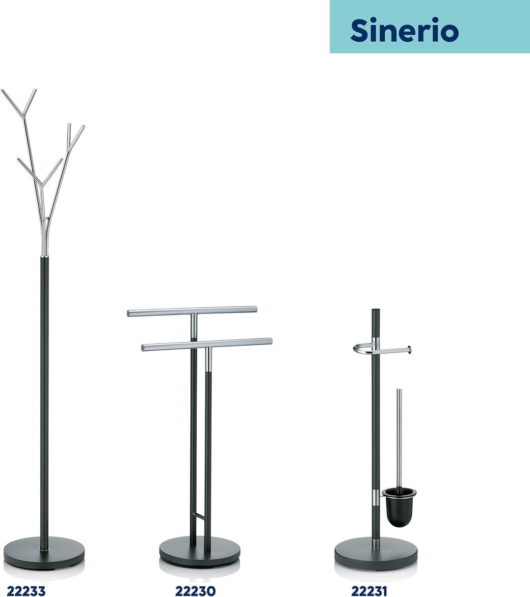 Kela 22233 Badezimmerständer, Rostfrei, Metall, Höhe 173,5 cm, Sinerio, Anthrazit Badezimmerständer