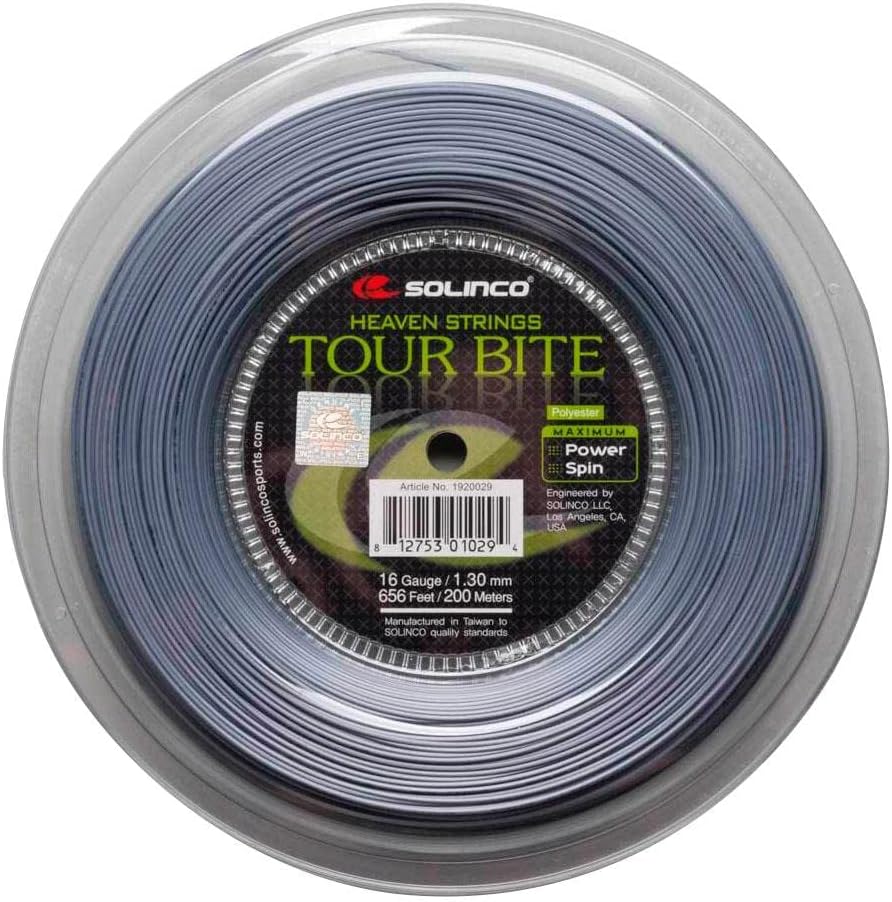 Solinco Tour Bite Tennisschlägersaite, Spule 200 m Silber, 200 m Silber