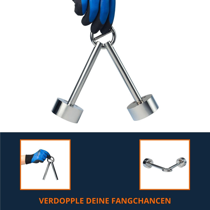 Magnetar - Magnetfischen Set - 2x Allround 280kg Bergemagnet - Magnetangel Paket mit Seil/Handschuhe