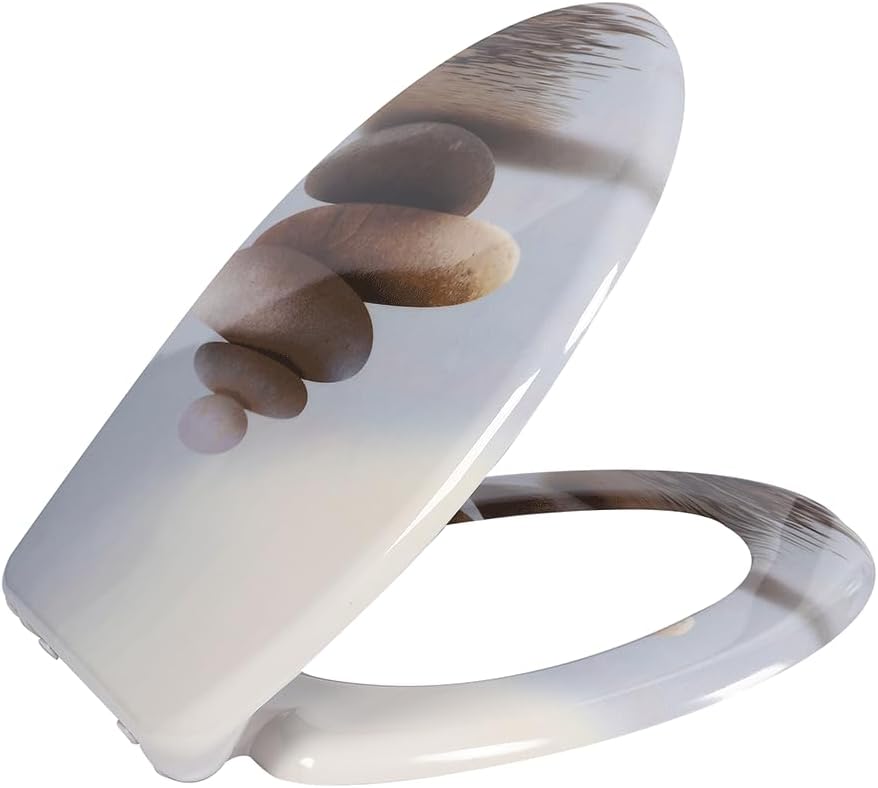 Duroplast-Toilettensitz, O-förmiger Toilettendeckel mit Soft-Close-Mechanismus, Edelstahlscharnier,