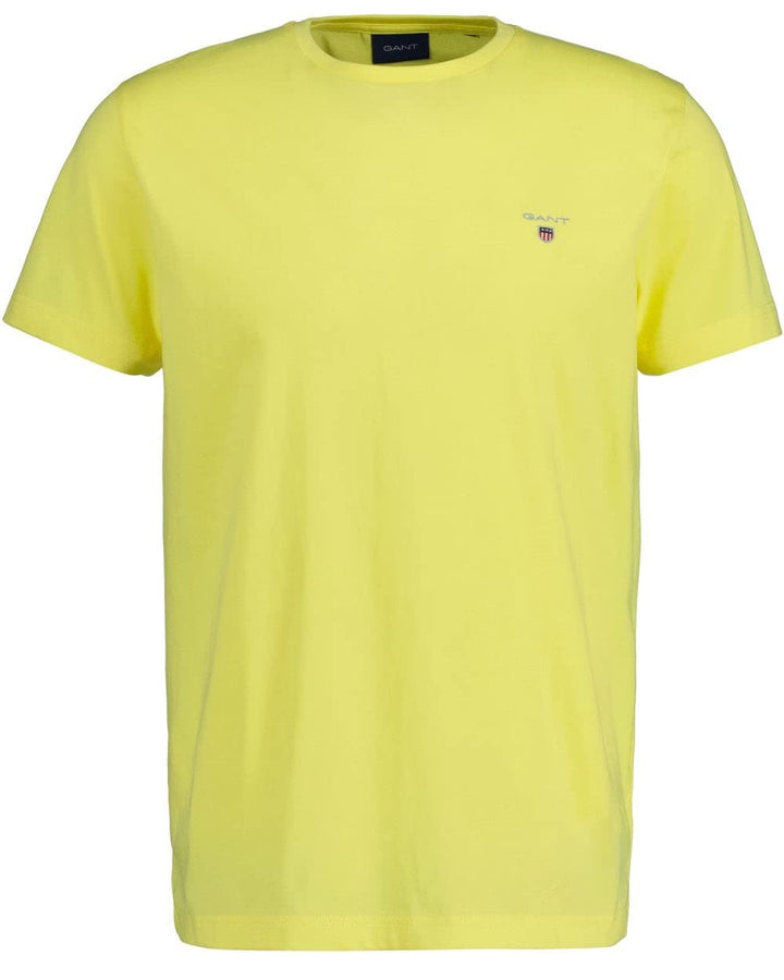 GANT Halbarm T-Shirt Regular Fit Baumwolle Logo-Stick weiss Clear Yellow S, Clear Yellow S