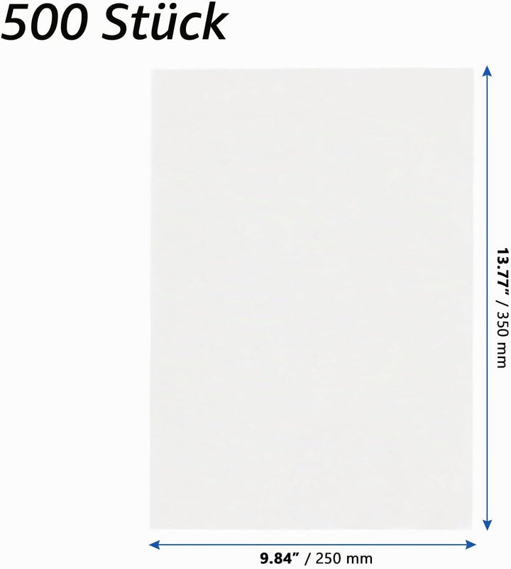 500 Stück Backpapier Zuschnitte, 25 x 35cm Rechteckig Baking Paper Pergamentpapier Fettdicht Papier,
