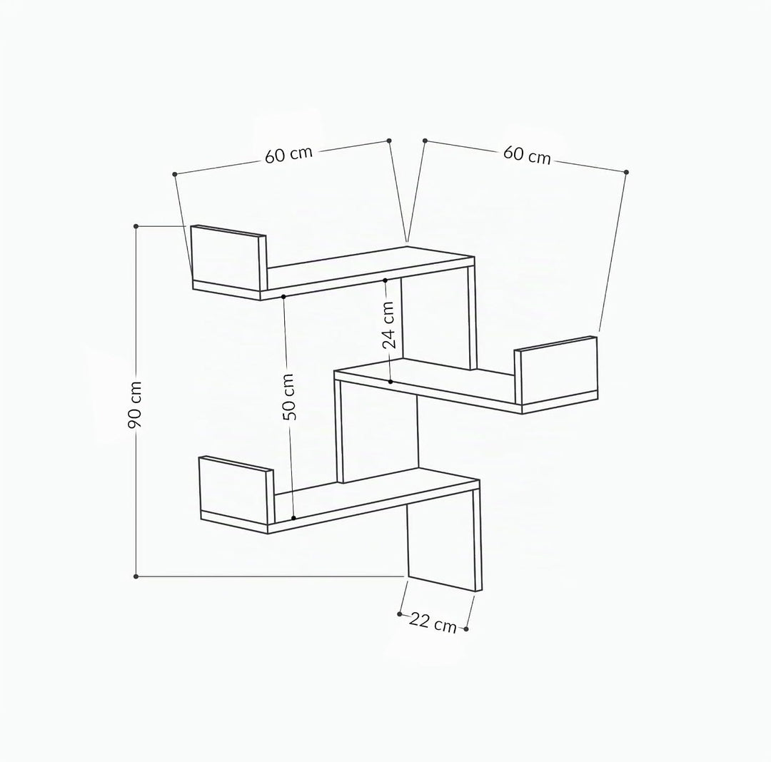 Luksa Bücherregal mit 3 Etagen | für Wohnzimmer, Büro und mehr | einfache Montage | 60 x 90 x 22 cm