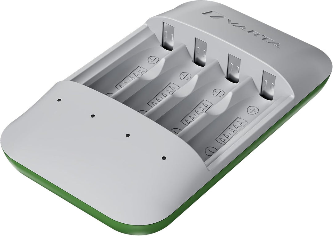 VARTA Akku Ladegerät, inkl. 4x AA 2100mAh, Batterieladegerät für wiederaufladbare AA/AAA Batterien,