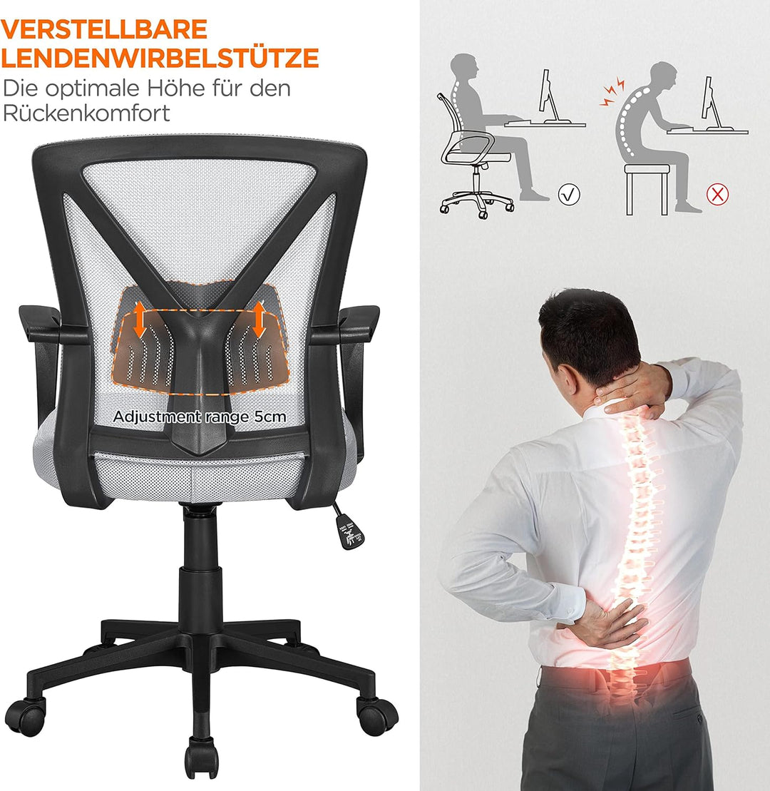 Yaheetech Bürostuhl, Schreibtischstuhl, Drehstuhl mit Netzrückenlehne, Computerstuhl Ergonomischer D