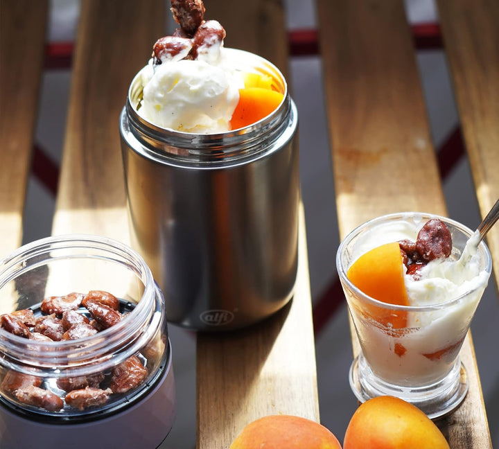 alfi ENDLESS FOOD MUG 500ml, lavender, Thermobehälter für Essen Edelstahl mit Snackpot, 3-teilig, Is
