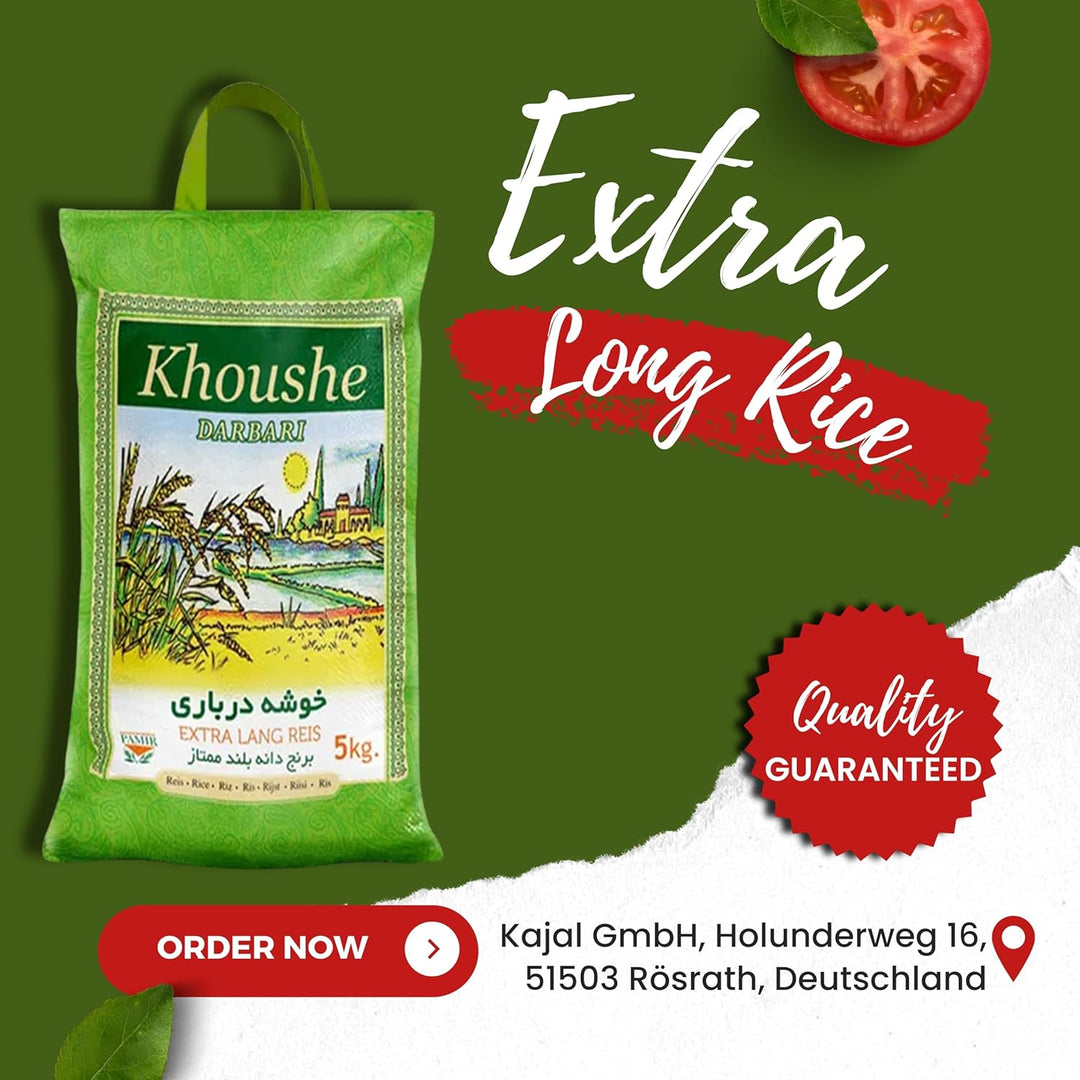 Khoushe Darbari Basmati Reis 1 x 5 KG (Khoushe Momtaz) - Hochwertiger Langkornreis aus Indien, Extra