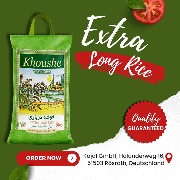 Khoushe Darbari Basmati Reis 1 x 5 KG (Khoushe Momtaz) - Hochwertiger Langkornreis aus Indien, Extra