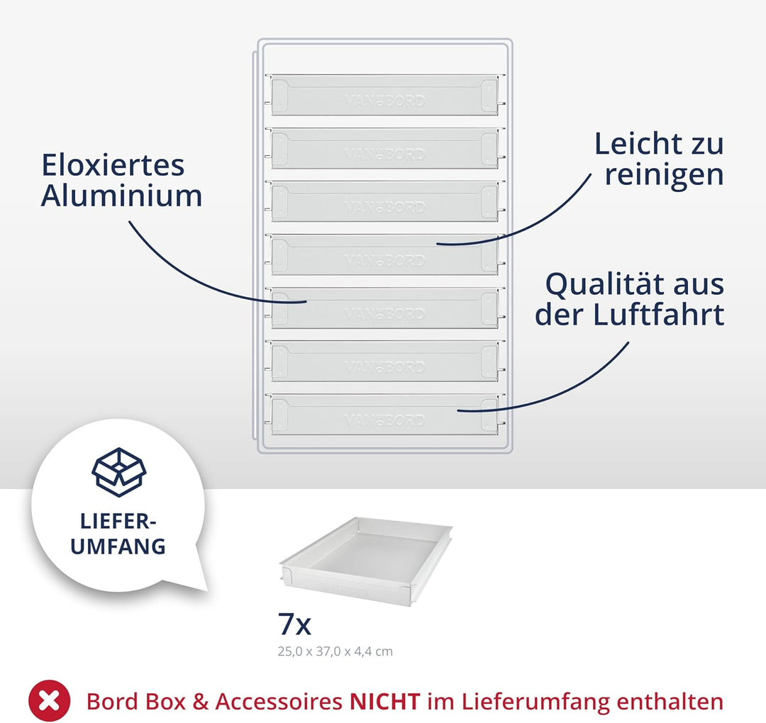 Ausstattungspaket für Bord Boxen, 7 Einschübe, Atlas-Norm Aluminium ATLAS, Aluminium ATLAS