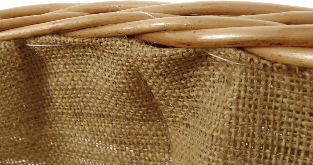 Kobolo Kaminholzkorb Holzkorb für Kaminholz oval - aus gekochte Weide mit Jutefutter