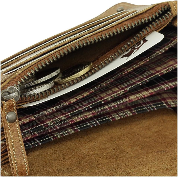 Ledershop24 Luxus Leder Bikerbörse mit Kette Biker Geldbörse Portemonnaie Geldbeutel 13,5 cm vers. F
