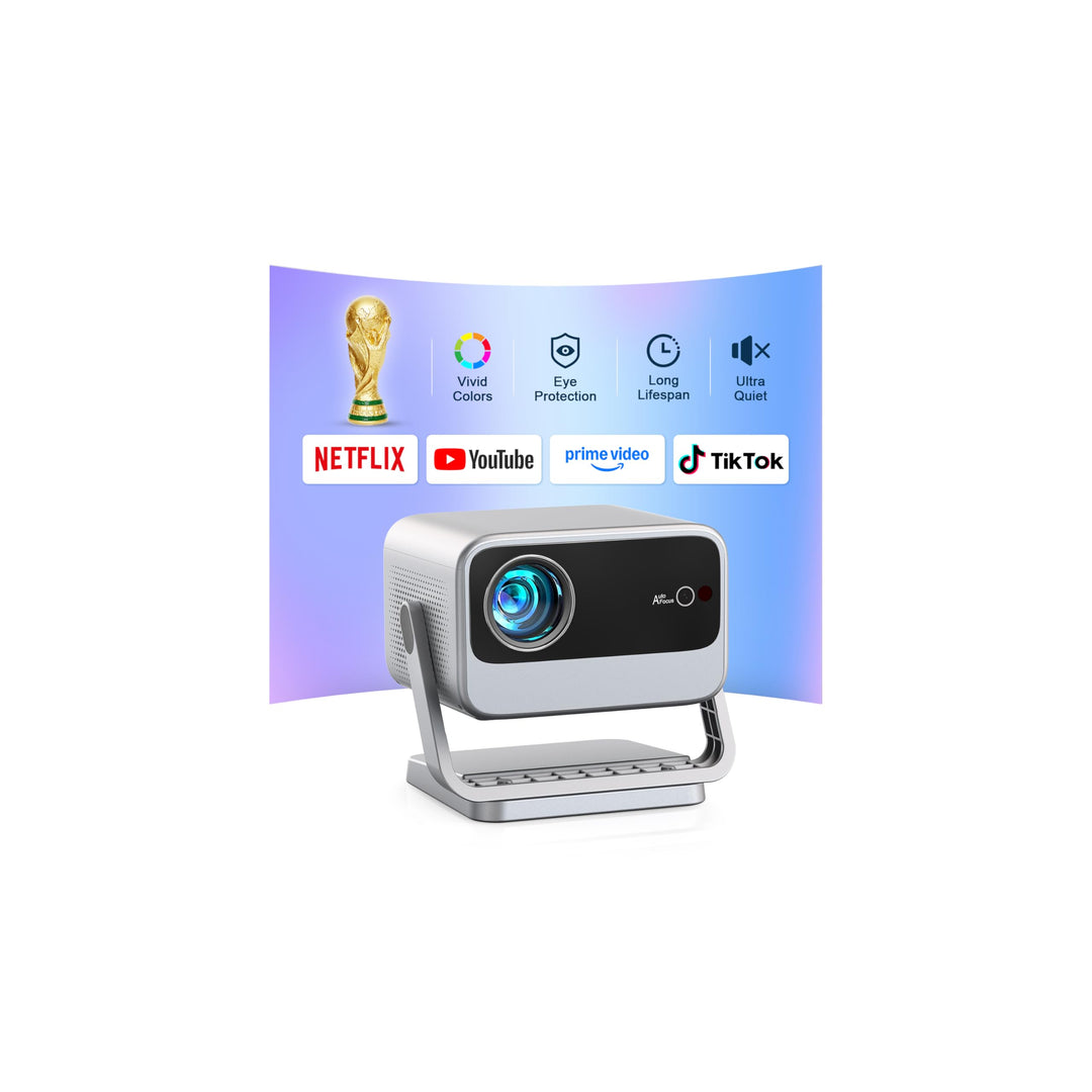Smart Beamer【Netflix vorinstalliert & Dolby Audio】 VOPLLS Autofokus/Trapezkorrektur 40000 Lumen Beam