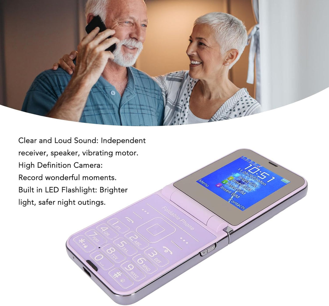 Fockety 2G-Klapptelefon für Senioren, 2,6-Zoll-Bildschirm, Entsperrtes Dual-SIM-Klapphandy, Mobiltel