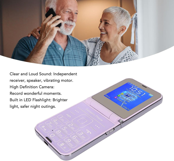 Fockety 2G-Klapptelefon für Senioren, 2,6-Zoll-Bildschirm, Entsperrtes Dual-SIM-Klapphandy, Mobiltel
