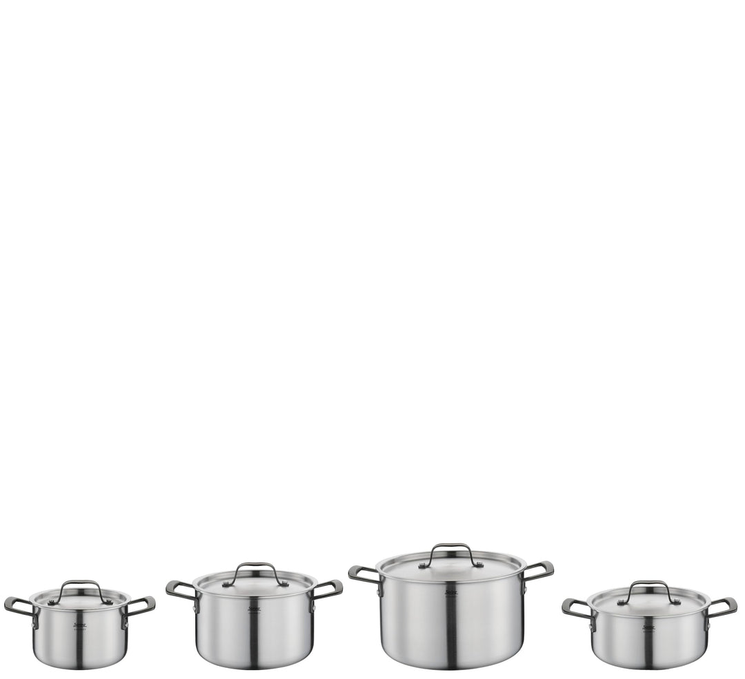 Spring Topf-Set GOURMET, 4-teilig, Mehrschichtige Töpfe mit Deckel aus Edelstahl, Backofengeeignet,