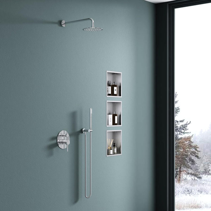doporro Wandnische Dusche Silber 30 x 30cm | Duschablage Bad befliesbar aus Edelstahl | Duschregal U