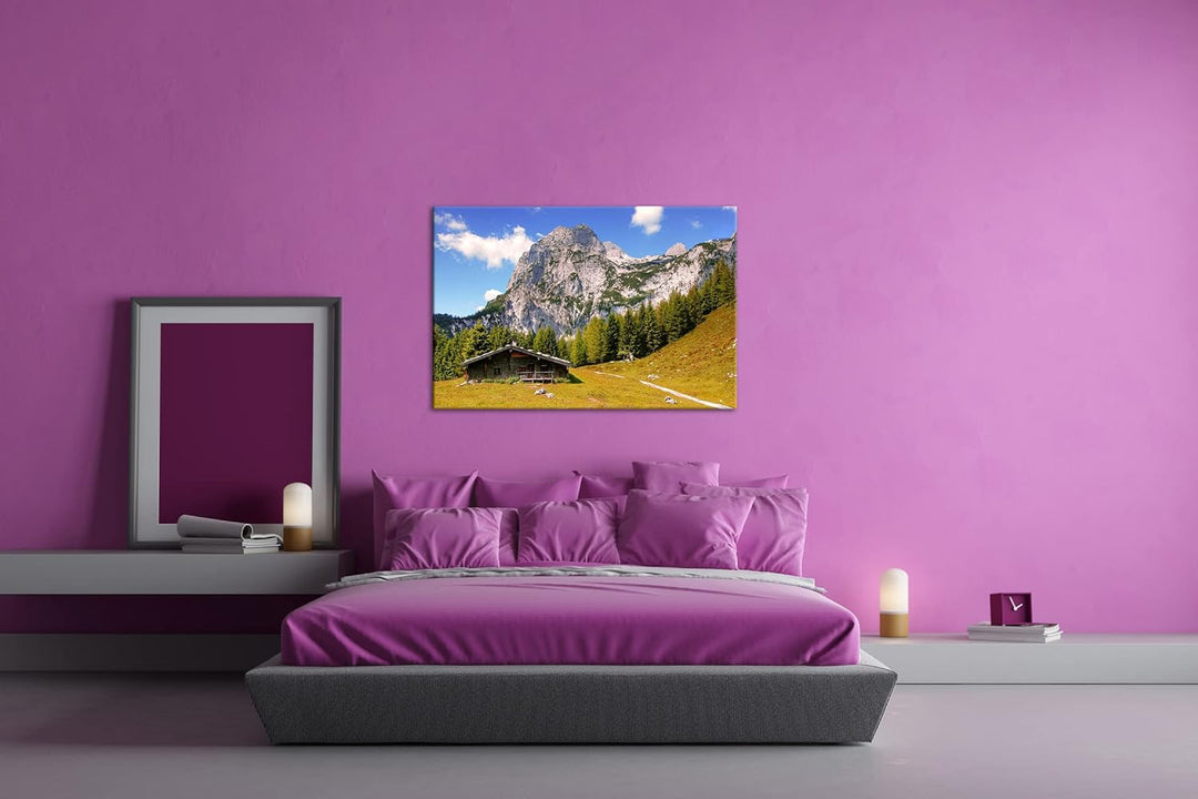 verlassene Hütte in den Bergen Format: 80x60 als Leinwandbild, Motiv fertig gerahmt auf Echtholzrahm