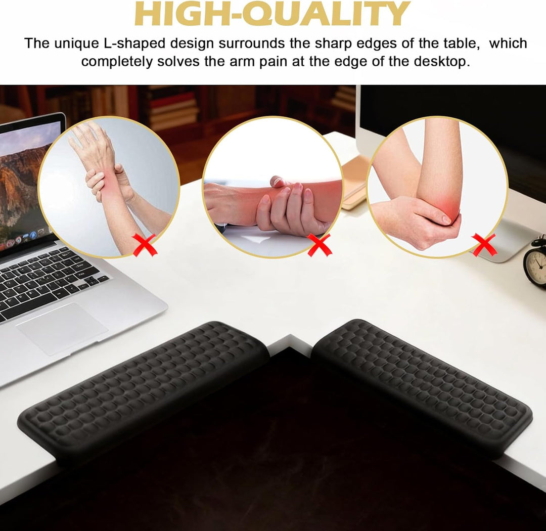 2 Stück L-förmige Handballenauflage Tastatur, Armauflage Schreibtisch EdgeRest, Memory Foam Schreibt