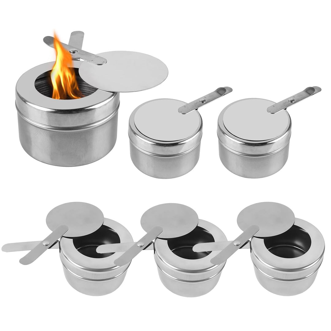 Brennpastenbehälter mit Deckel, 6 Stück Kraftstoffdosenhalter aus Edelstahl, Brennpaste für Warmhalt