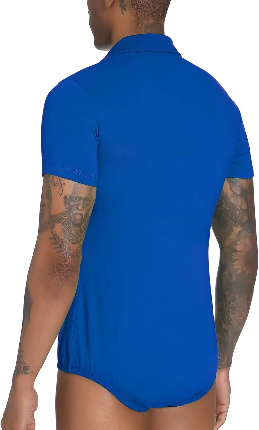 Landofgenie Herren Kurzarm Bodysuit Crotch Shirt Romper Plus Size Bodysuit Herren One Piece Pyjamas