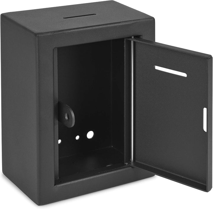 Klassische schwarze Metallbox - Spendenbox - Kommentarbox - Sichere Sammelbox - Wahlurne - Ticketbox