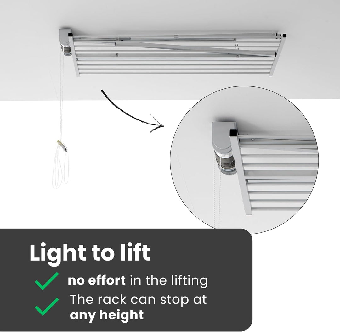 Foxydry Mini, Decke-Wäscheständer, vertikaler Wäscheständer, zusammenklappbar in Aluminium und Stahl