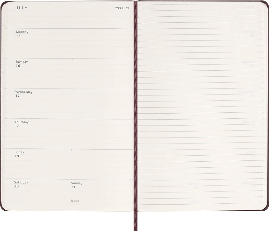Moleskine Wochenplaner mit Platz für Notizen, 12 Monate 2024, Agenda 2024, Large 13x21, Hardcover mi