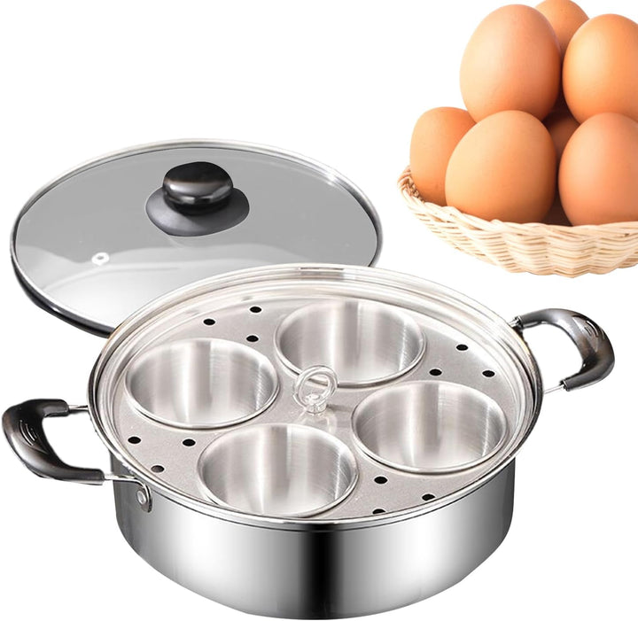 YRTUOP Eierwilderer Edelstahl, Eierwilderer Pfanne | Eiermacher pochierte 4 Tasse Dampferpfanne,Edel