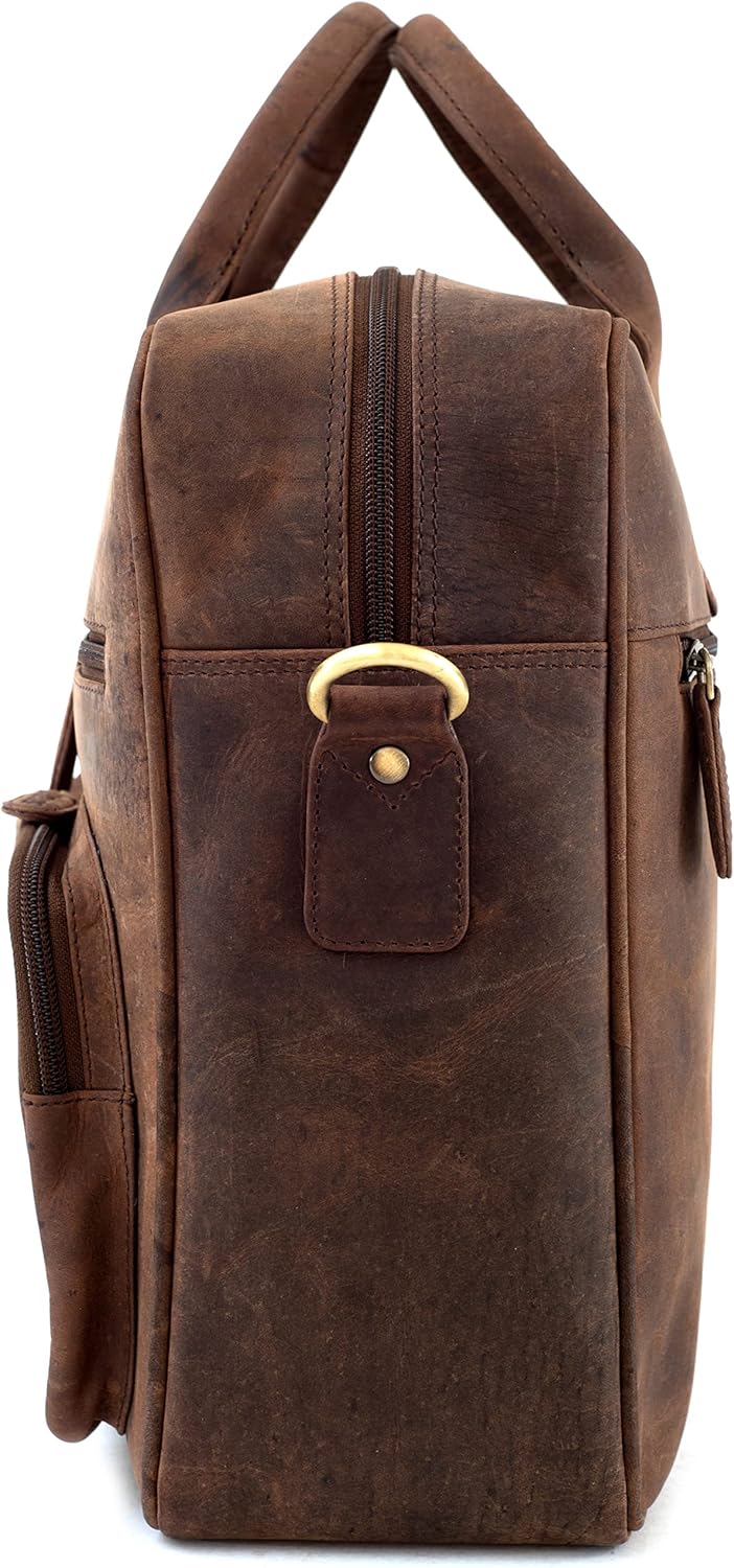 LEABAGS Leder Aktentasche Herren & Damen I Echtleder Laptoptasche bis 15 Zoll I Umhängetasche mit Sc