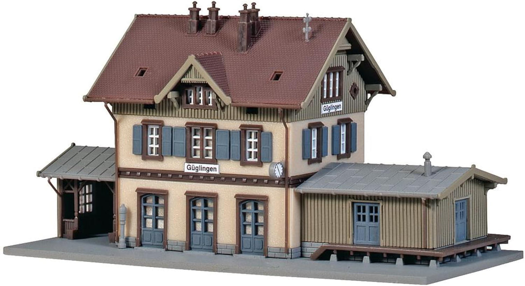 FALLER Bahnhof Güglingen Modellbausatz mit 213 Einzelteilen 119 x 56 x 60 mm I Modelleisenbahn Zubeh