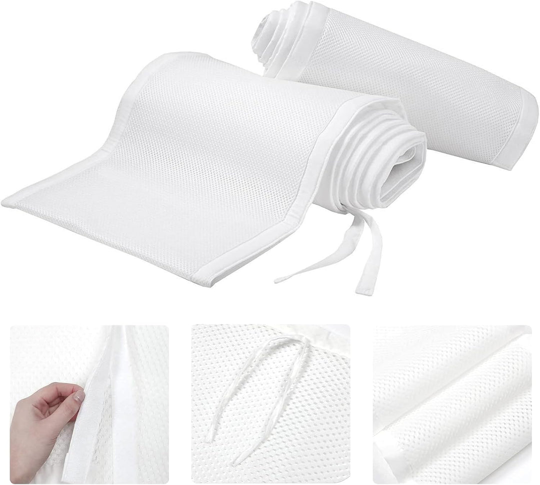 Bettumrandung Babybett,2 Stück Bettumrandung Nestchen Breathable 4-Seitiges Netzfutter für Kinderbet
