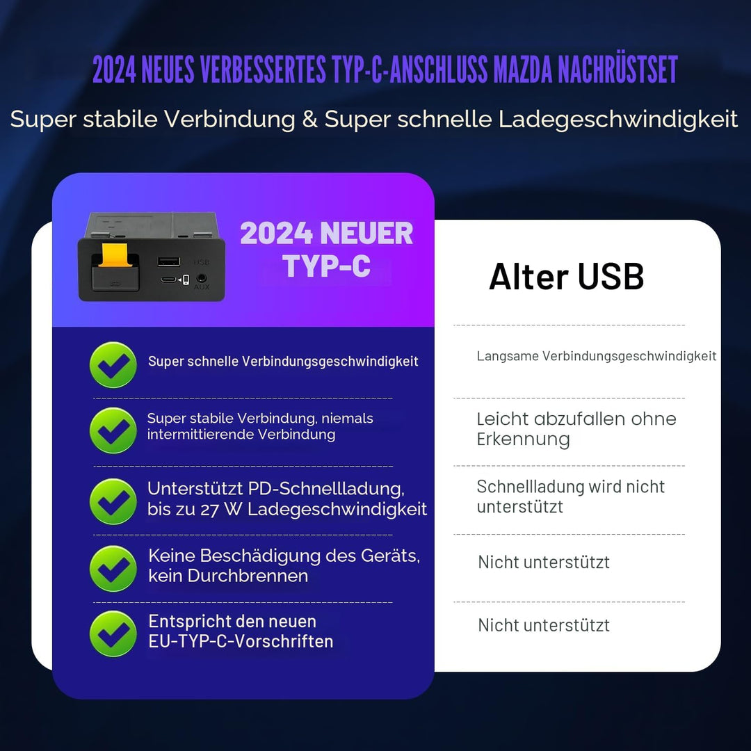Type-C Mazda Carplay und Android Auto Nachrüstsatz, TK78-66-9U0C OEM Media Hub passt zum MZD Connect
