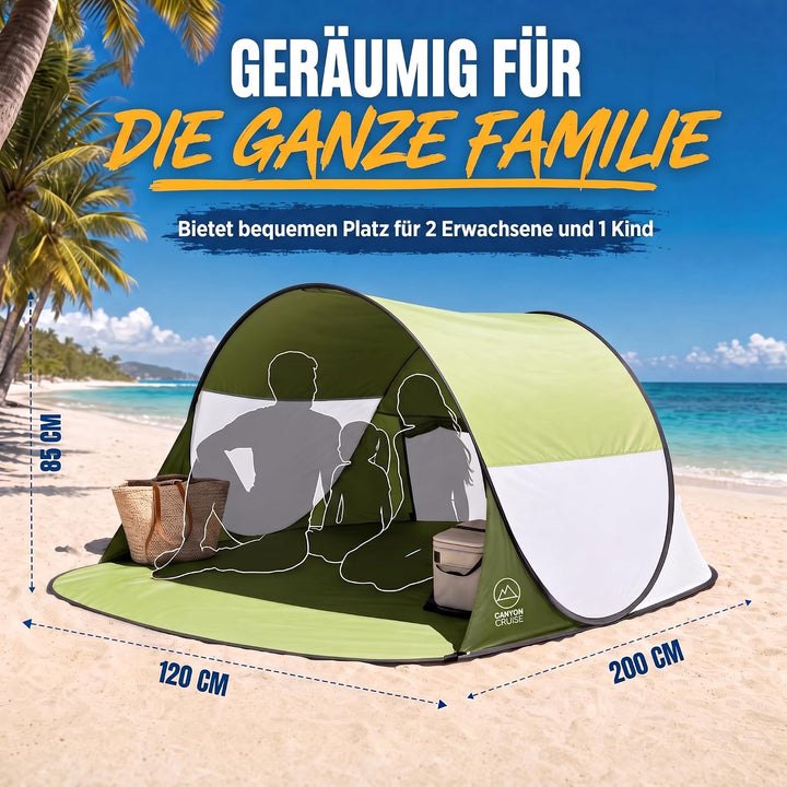 Strandmuschel Pop Up Strand-Zelt Windschutz am Strand Wurfzelt Blitzschnell Selbstaufbauendes Sonnen