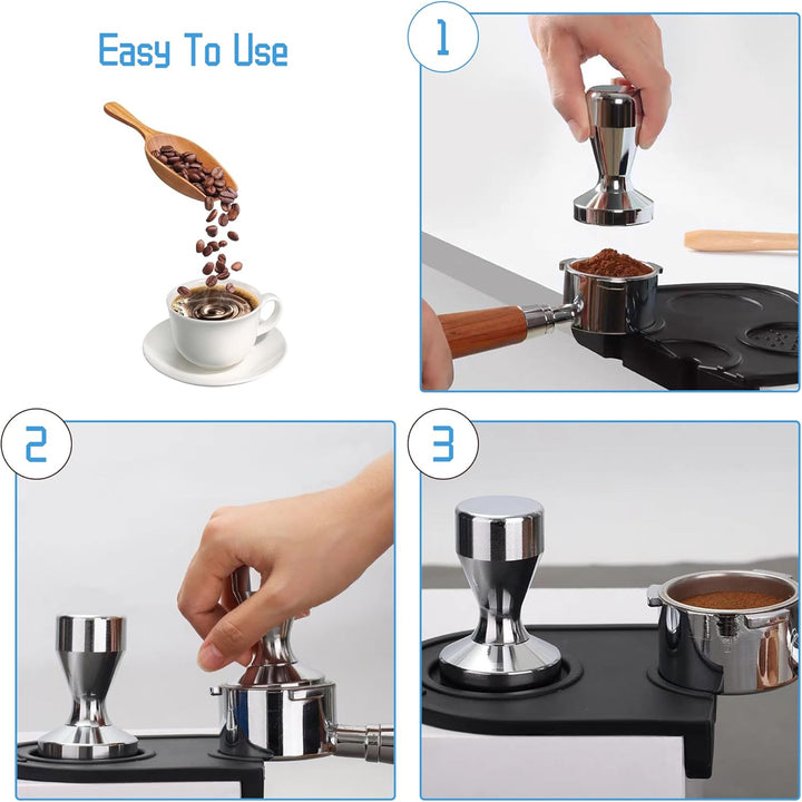 Kaffeestampfer, Espresso-Kaffeepresse 49 mm, Tamper Kaffee mit Silikon-Tampermatte