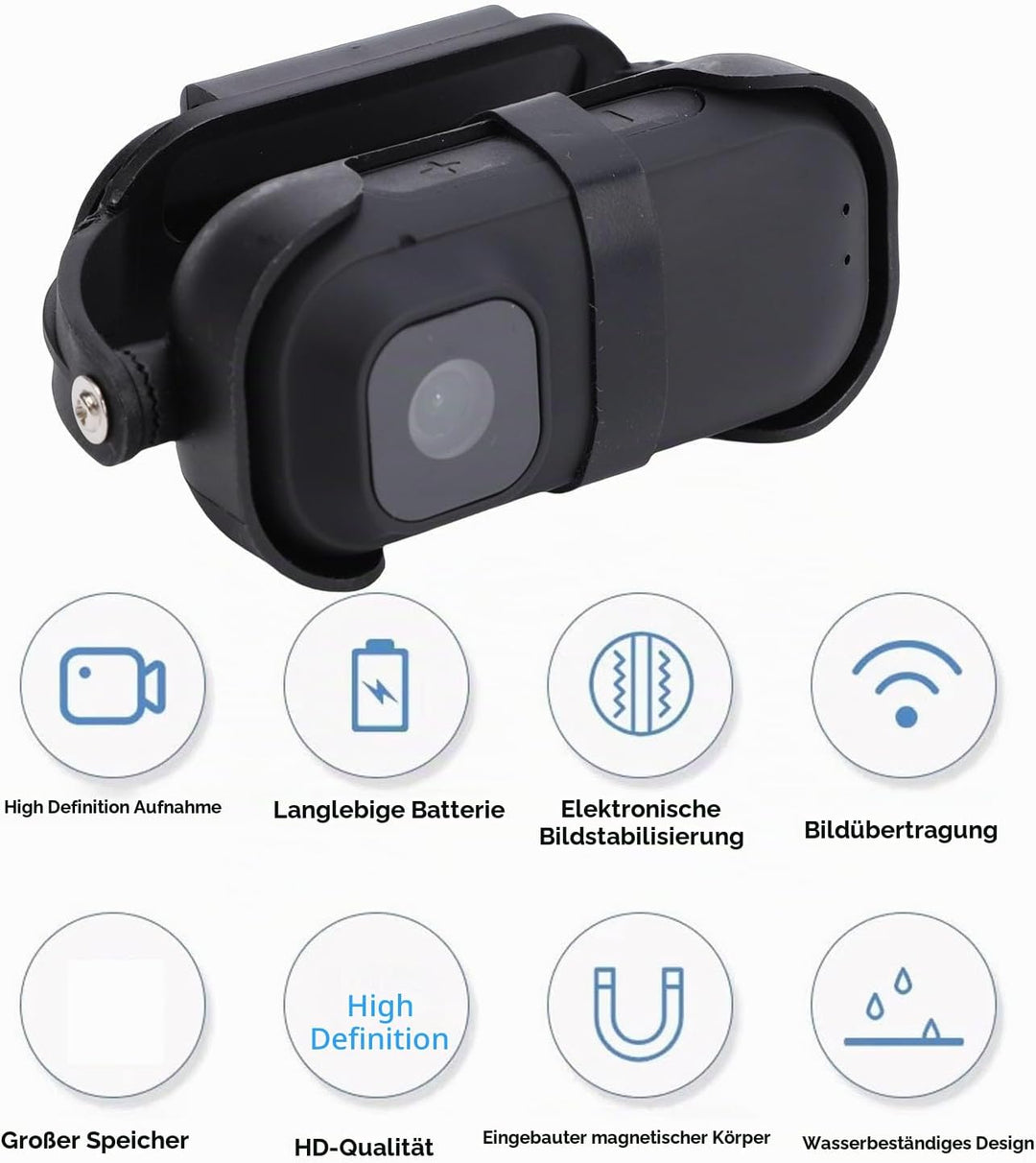 4K Action Cam Körperkamera mit magnetischem Trageband, Zurück-, wasserdichtes Gehäuse, Ladebox, Mont