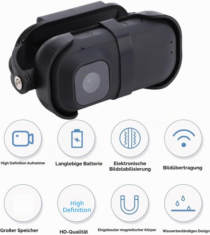 4K Action Cam Körperkamera mit magnetischem Trageband, Zurück-, wasserdichtes Gehäuse, Ladebox, Mont