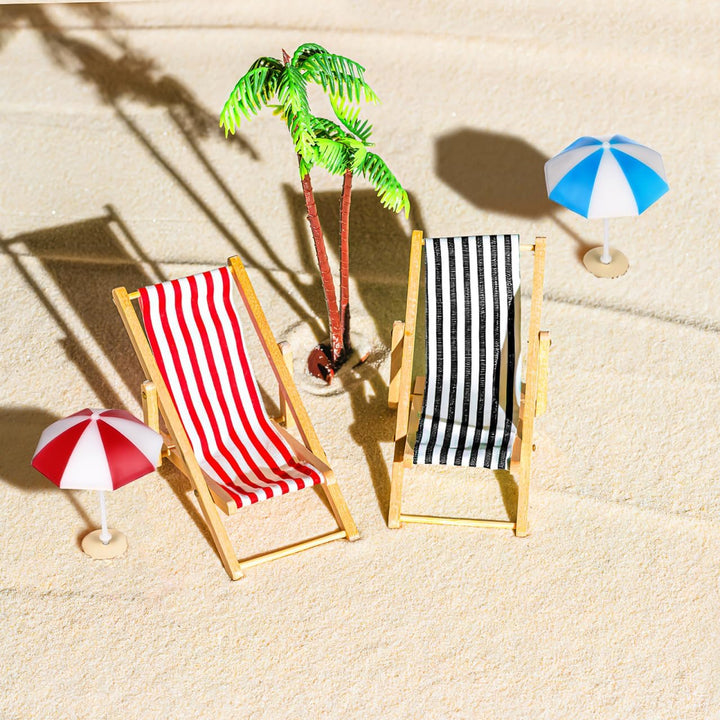 Didiseaon Miniatur-strandlandschaft-Set mit Palmen, Sonnenschirmen, Listrand-mikrolandschaft, Miniat