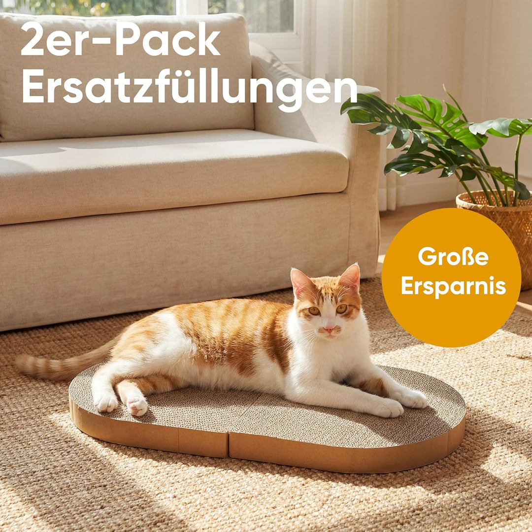 FUKUMARU 2er Set Ersatz-Kratzbrett für Katzen, Kratzpappe 60 x 31 cm (Dicke: 3.5 cm), hochwertige Kr