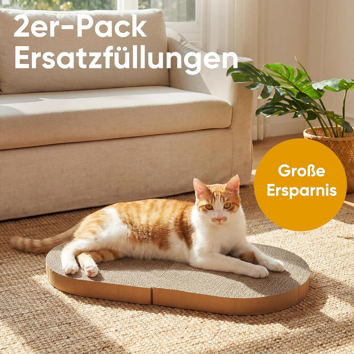 FUKUMARU 2er Set Ersatz-Kratzbrett für Katzen, Kratzpappe 60 x 31 cm (Dicke: 3.5 cm), hochwertige Kr