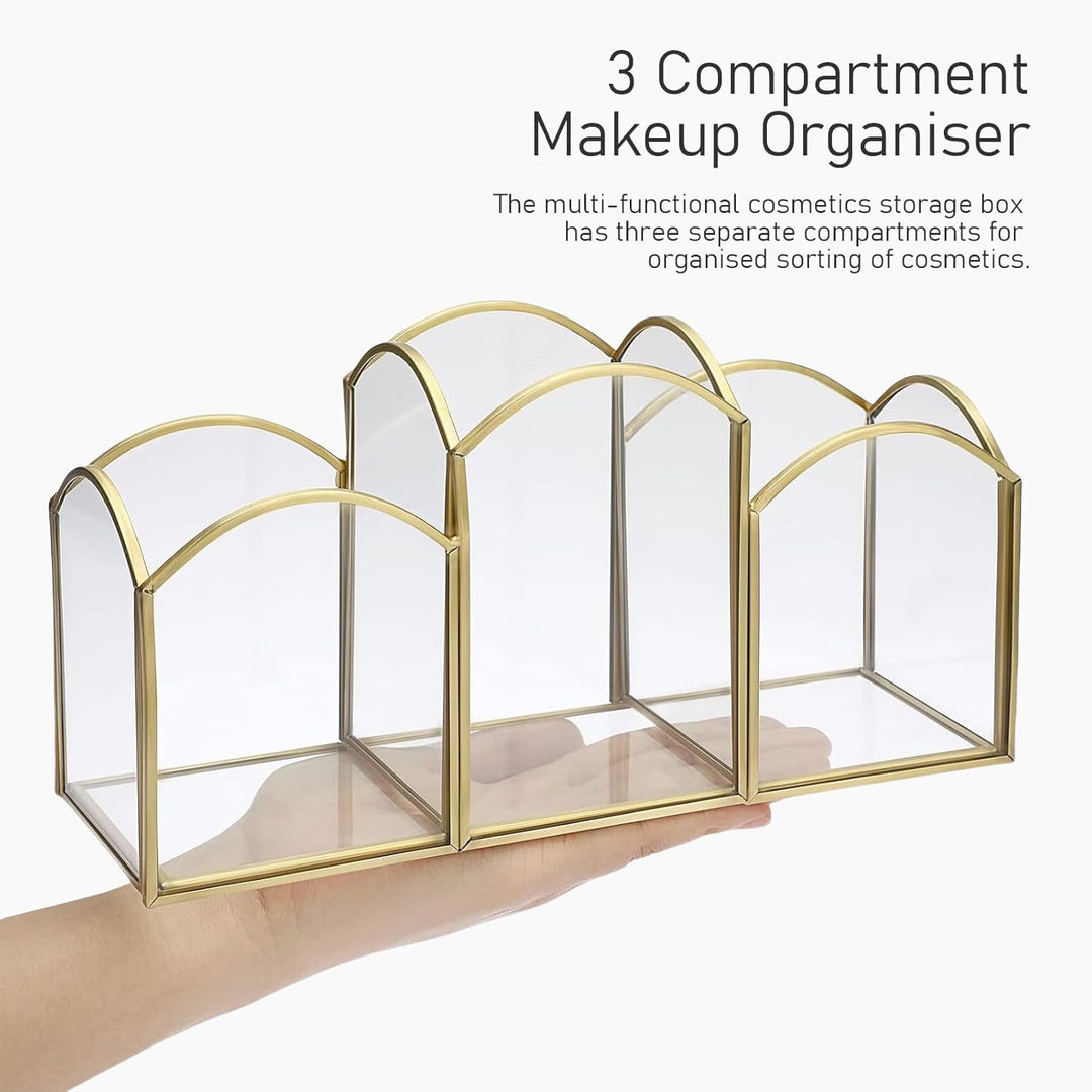 HARLIANGXY Make up Pinsel Organizer Gold, Pinselhalter Kosmetik Glas, Kosmetikpinsel Aufbewahrung, S