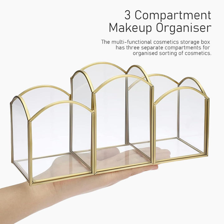 HARLIANGXY Make up Pinsel Organizer Gold, Pinselhalter Kosmetik Glas, Kosmetikpinsel Aufbewahrung, S