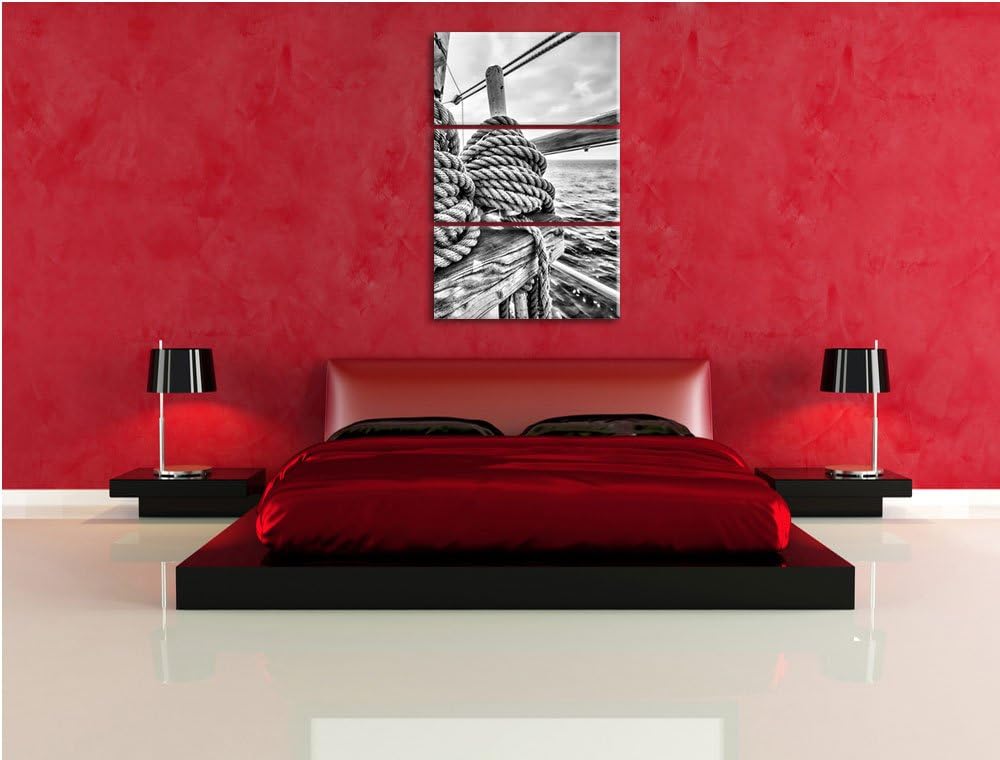 Pixxprint Tau Seil auf Schiff 3Teiler 120x80 cm Leinwandbild Wandbild Kunstdruck