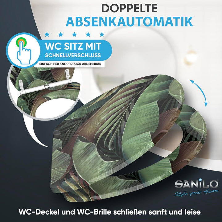 Sanilo WC Sitz mit Absenkautomatik & Schnellverschluss, Toilettendeckel per Knopfdruck abnehmbar, ei